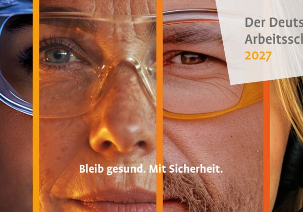 Keyvisual des Deutschen Arbeitsschutzpreises 2027 in rechteckiger Form mit Claim und Hashtag